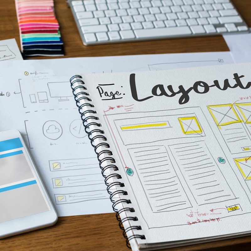 Web design concept — wireframes, layouts, and code