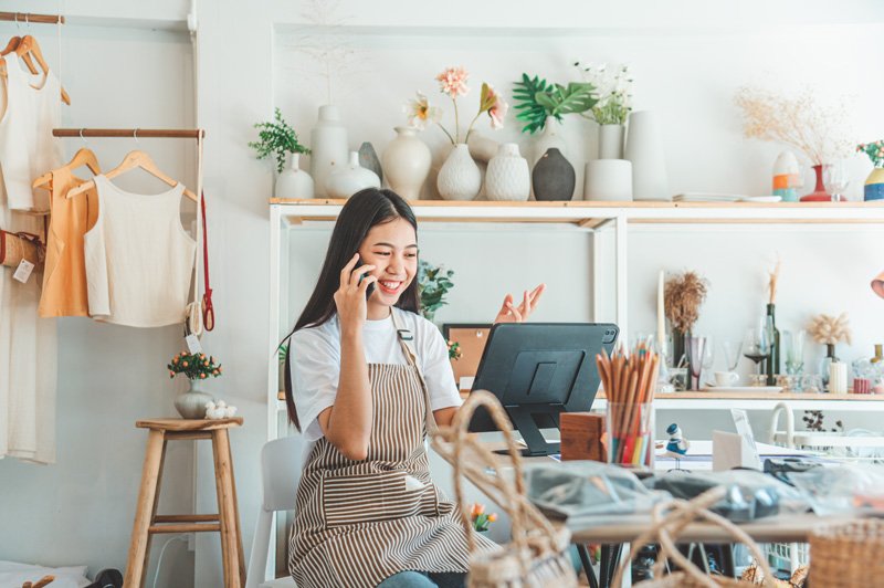 Local SEO — small business owner connecting with customers